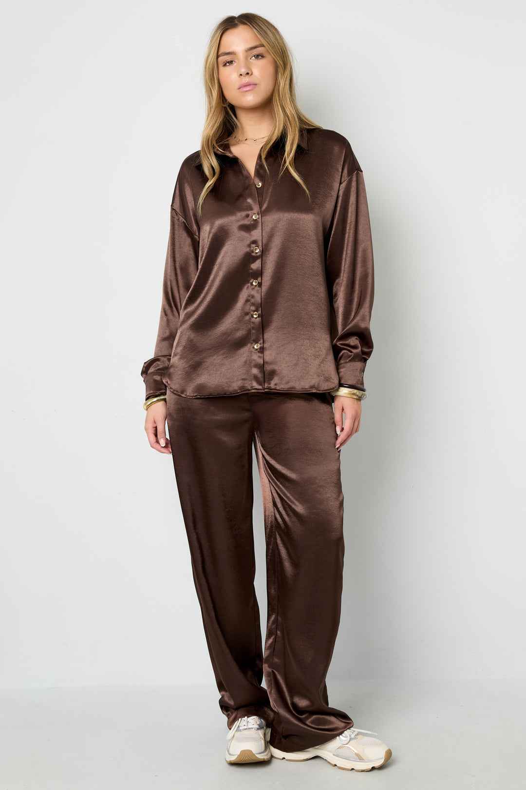 Elegante Satijn Set: Blouse en Broek