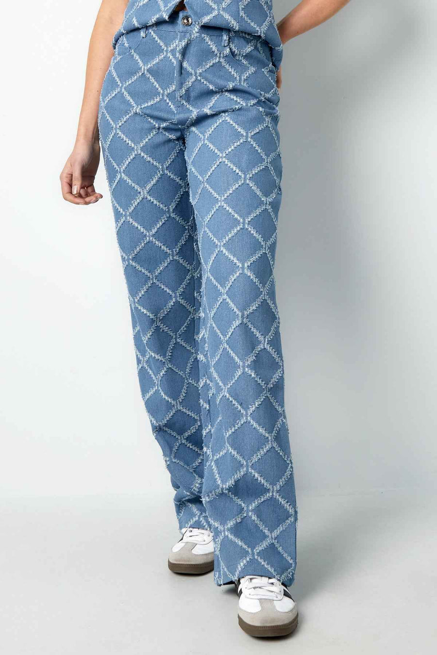 Plaid Straight Broek – Indigo