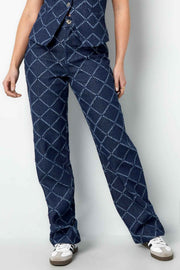 Plaid Straight Broek – Indigo