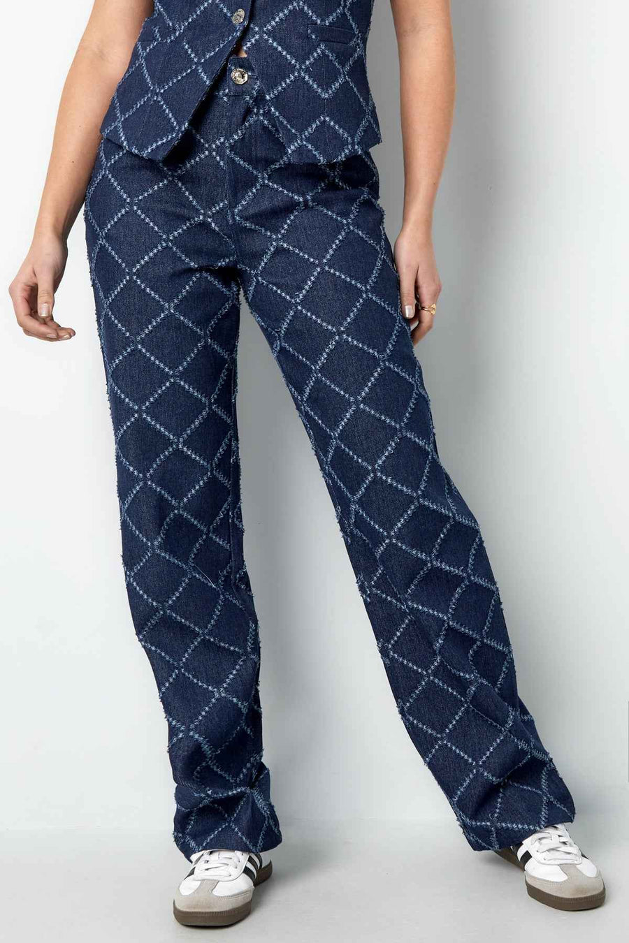 Plaid Straight Broek – Indigo