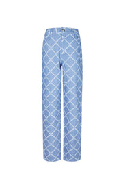 Plaid Straight Broek – Indigo