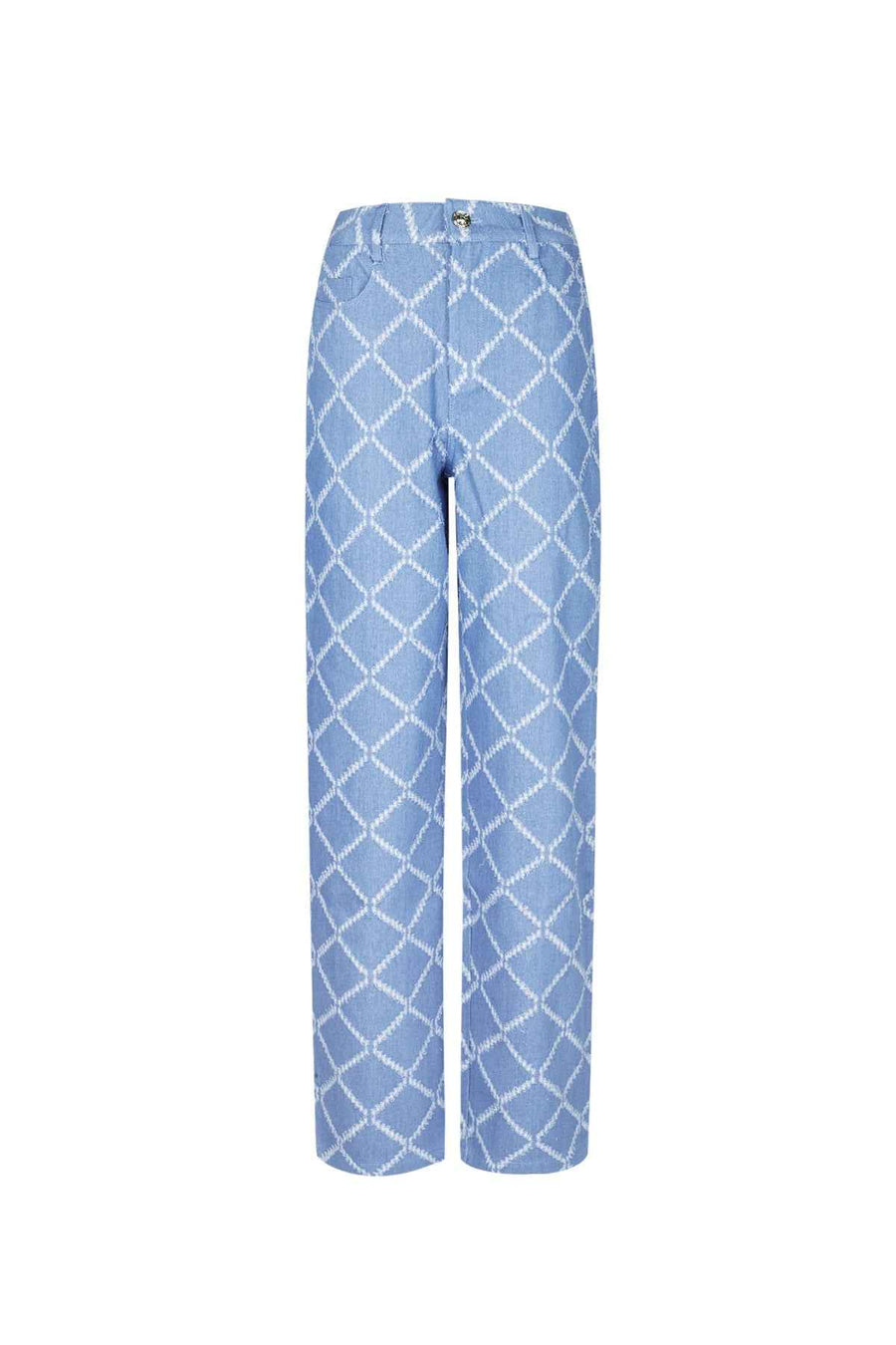 Plaid Straight Broek – Indigo