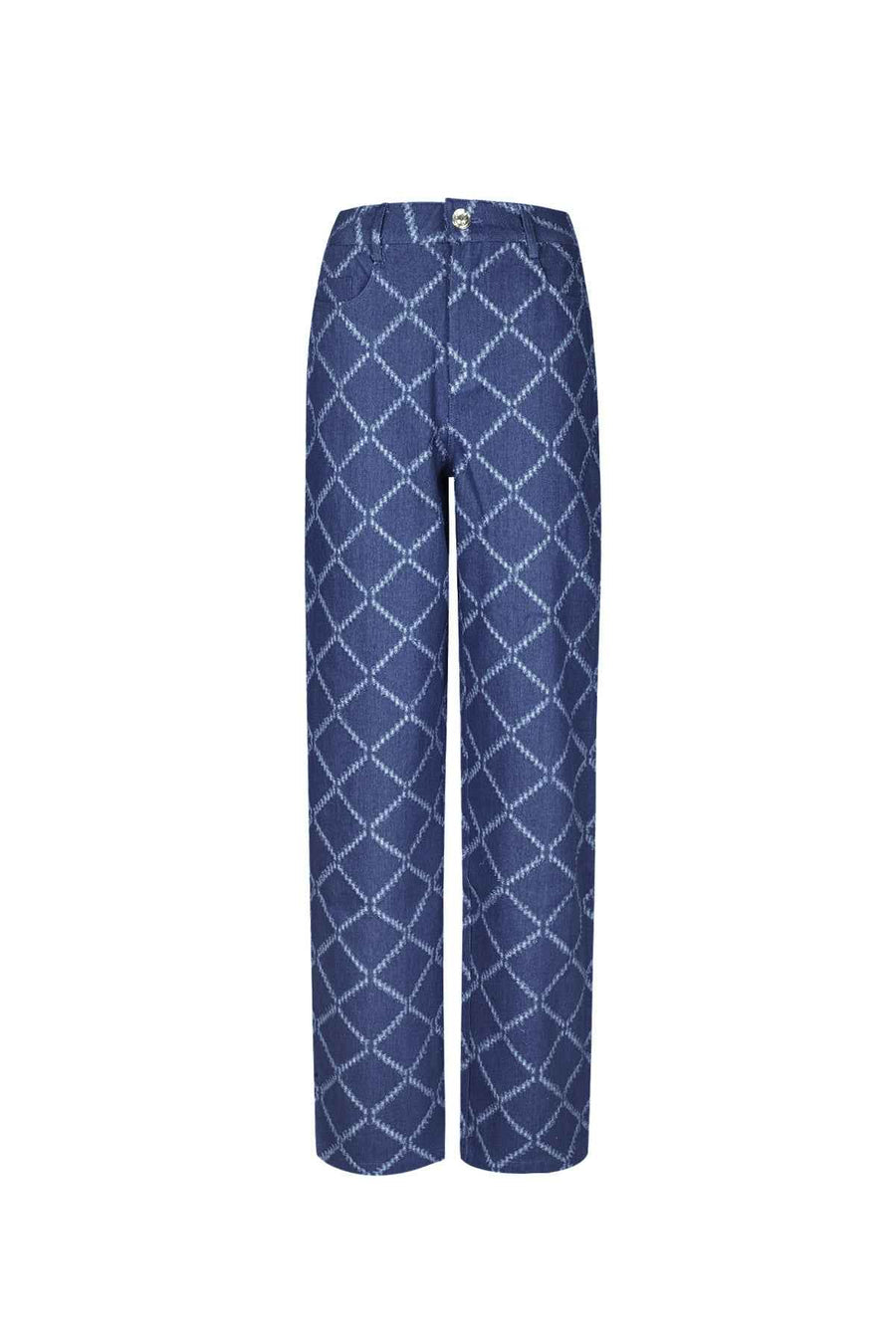Plaid Straight Broek – Indigo