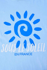 Dames T-shirt “Sous Le Soleil” – Roze & Lichtblauw Katoen