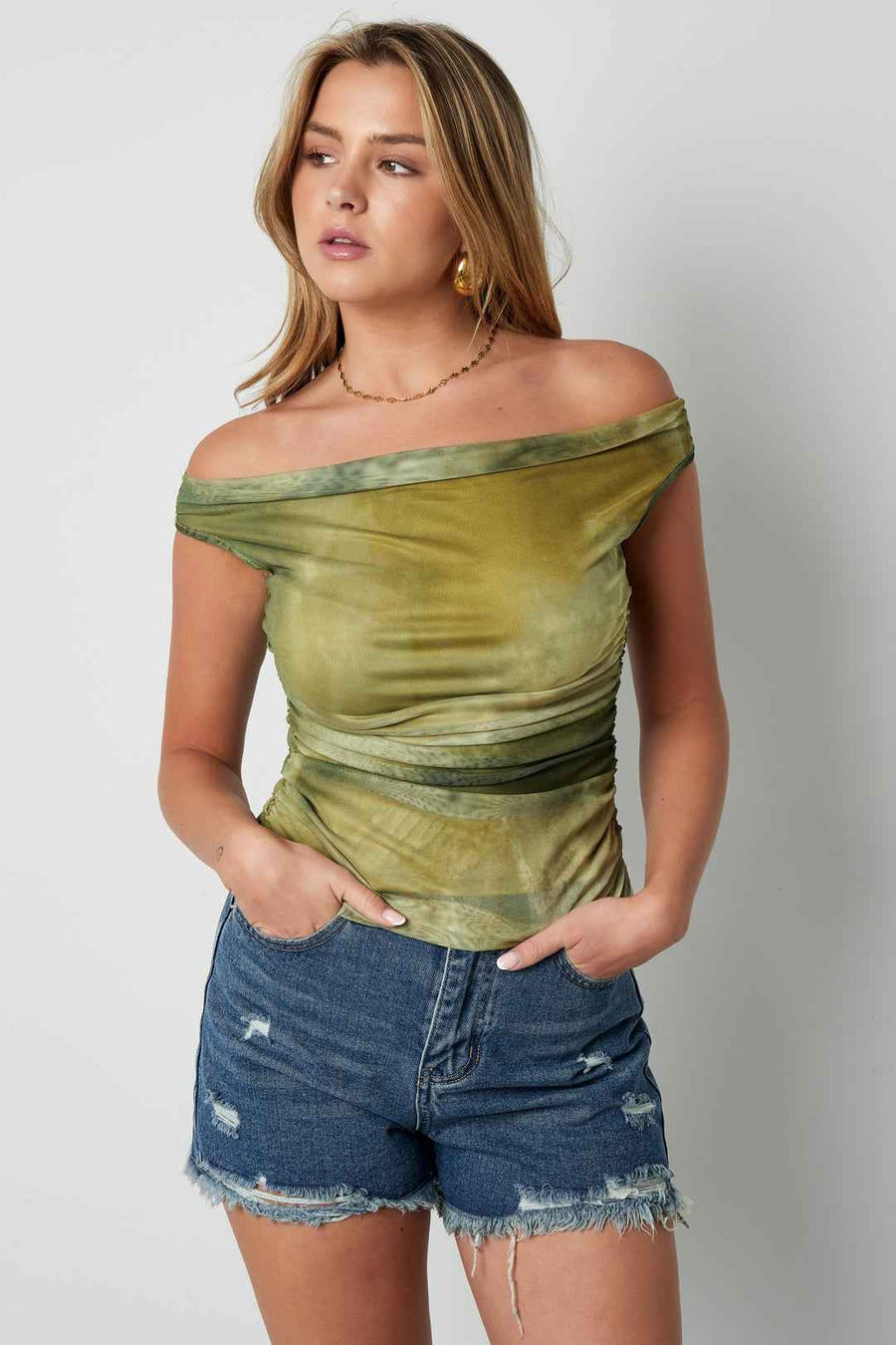 Denim Vrouwen High-Waisted Shorts Gescheurd Gerafelde Zoom
