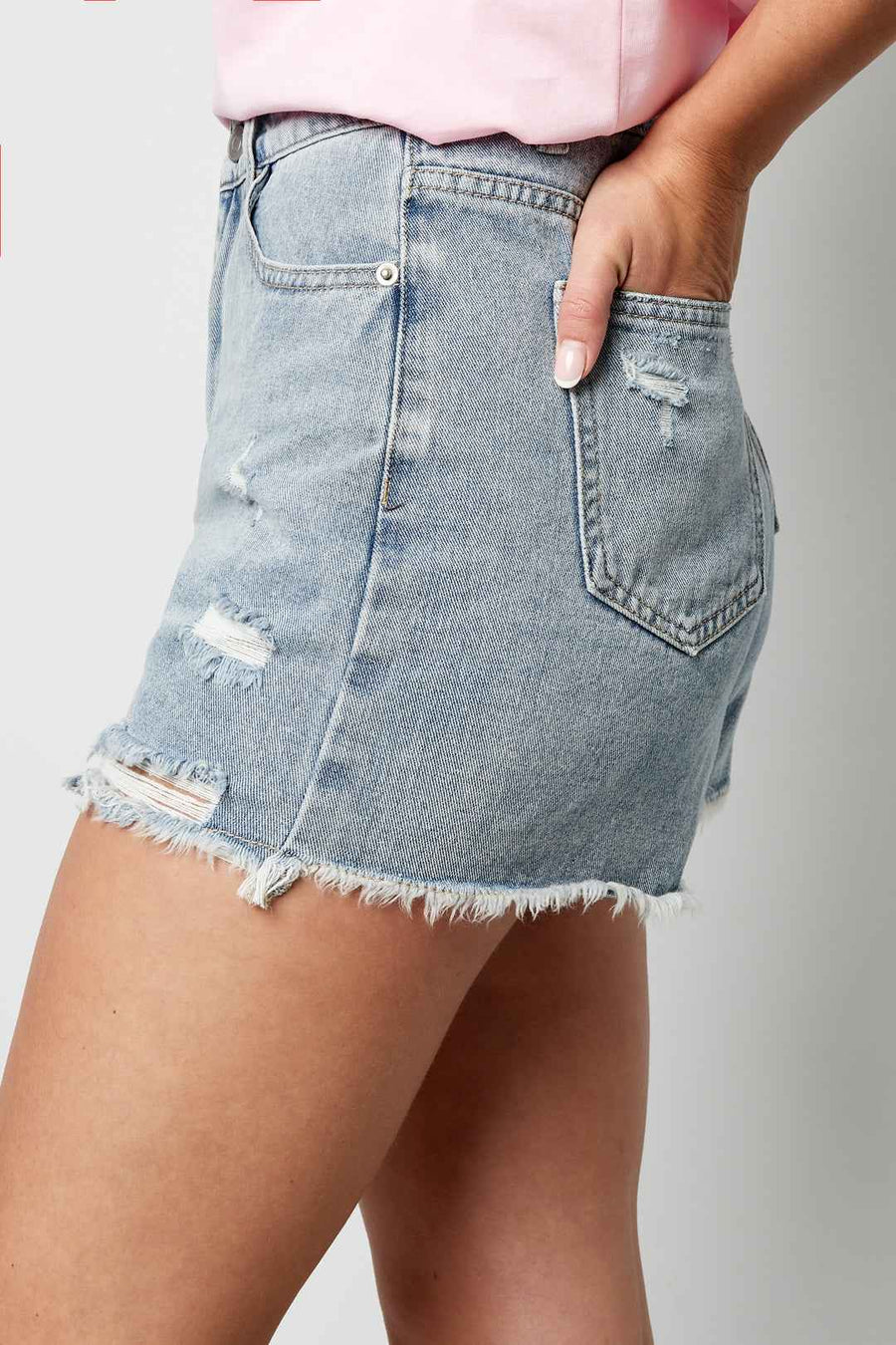 Denim Vrouwen High-Waisted Shorts Gescheurd Gerafelde Zoom